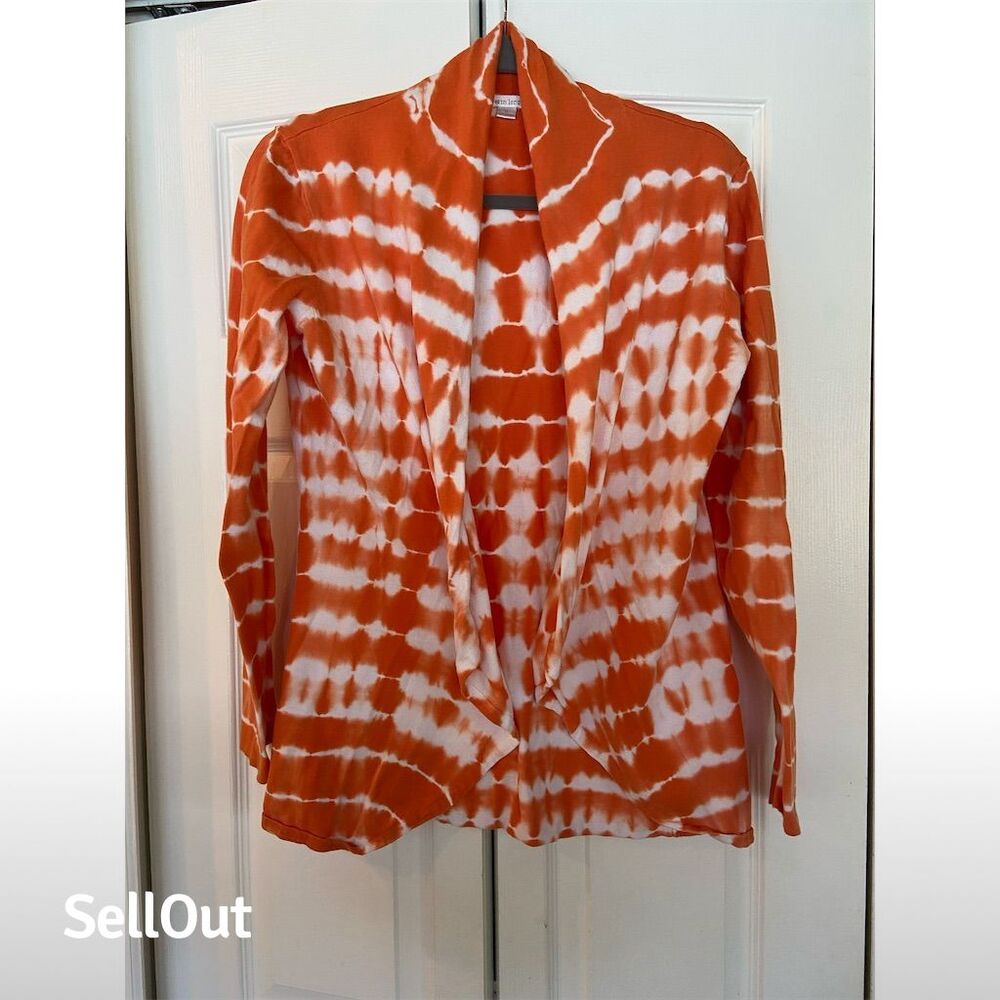 Erin London Women's Orange Button-Up Cardigan Size S Long Sleeve Casual